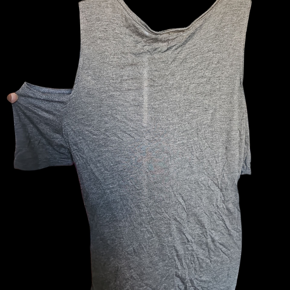 Gray Lace-Up Graphic Top - Picture 3 of 5